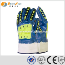 sunnyhope smooth finished blue nitrile gloves with TPR